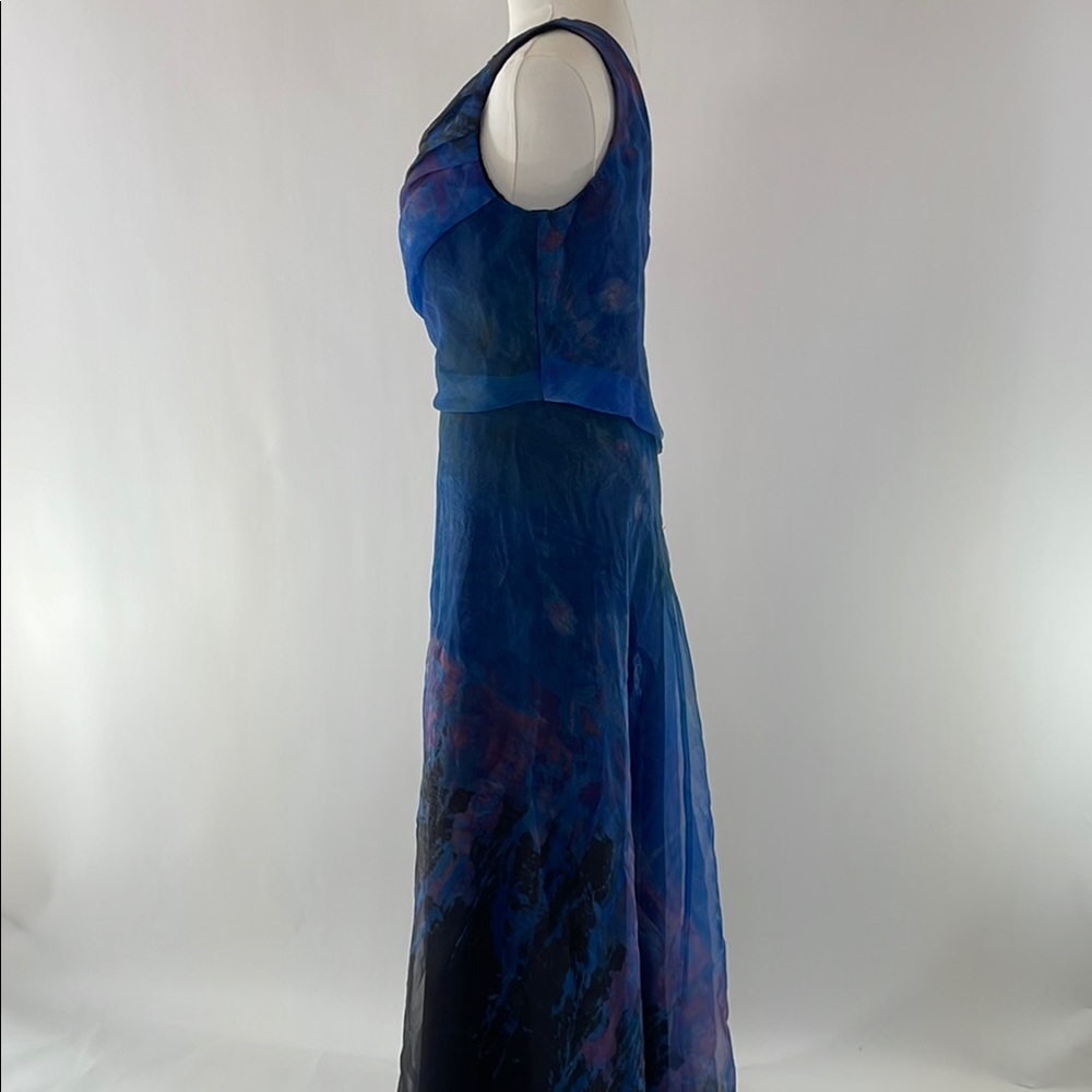 Rene Ruiz Blue Organza Gown, Size 4 - Picture 14 of 16